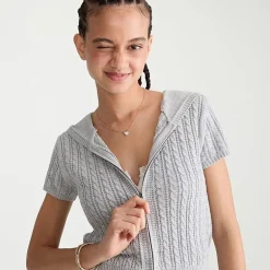 AEROPOSTALE Womens Juniors Short Sleeve Zipper Hoodie