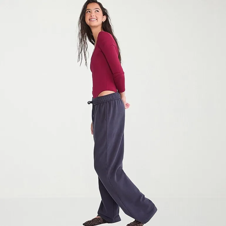 AEROPOSTALE Womens Juniors Straight Mid Rise Fleece Sweatpant