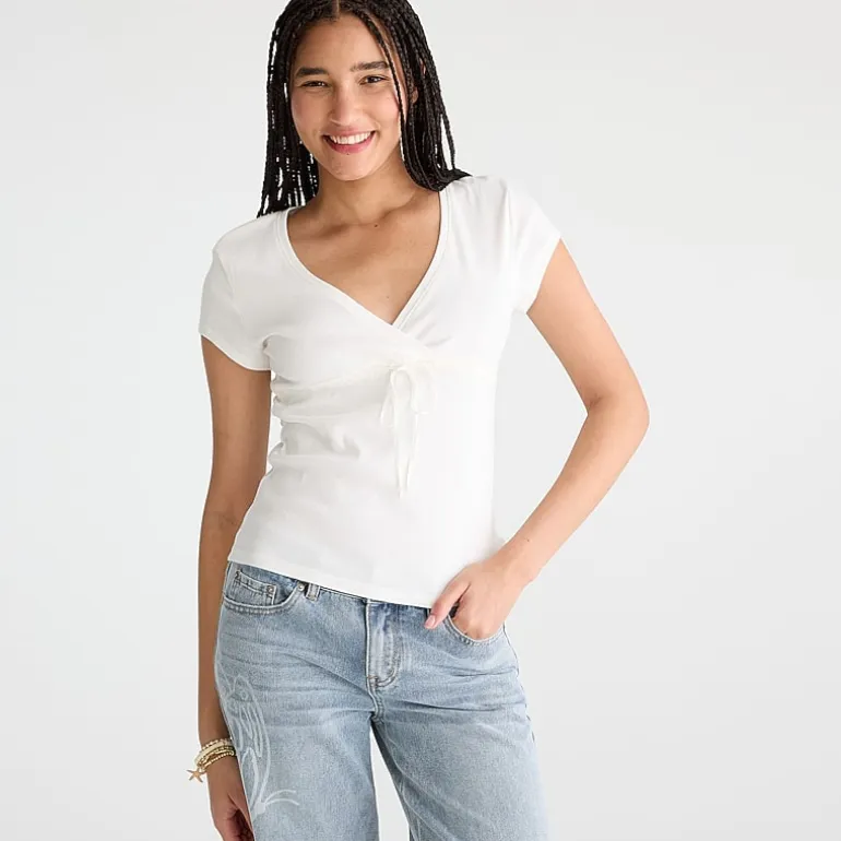 AEROPOSTALE Womens Juniors V Neck Short Sleeve T-Shirt