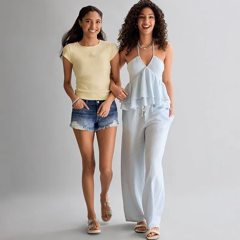 AEROPOSTALE Womens Mid Rise Juniors Denim Short