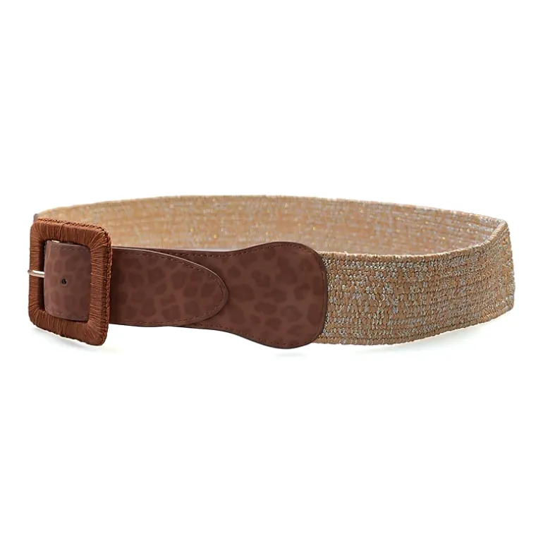 AGP PARIS Beige Tiger Print Wide Women's Belt