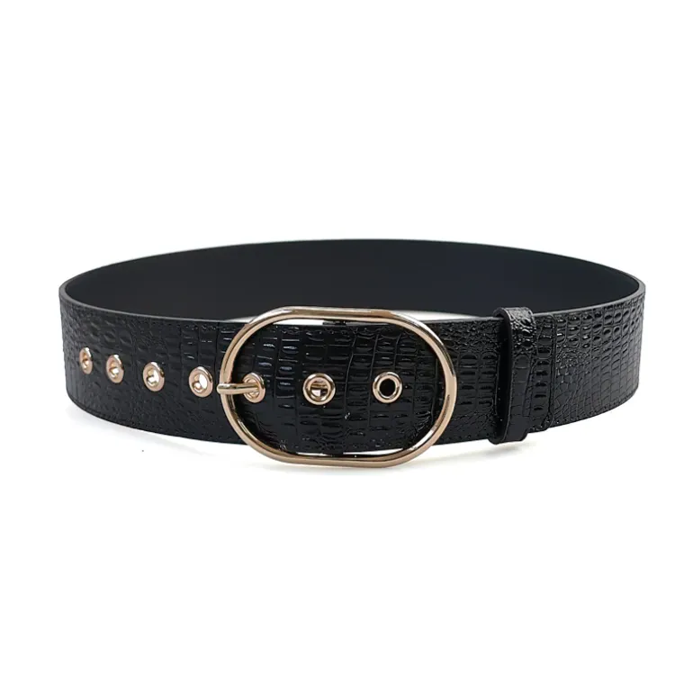 AGP PARIS Black Snake Print Women's Belt