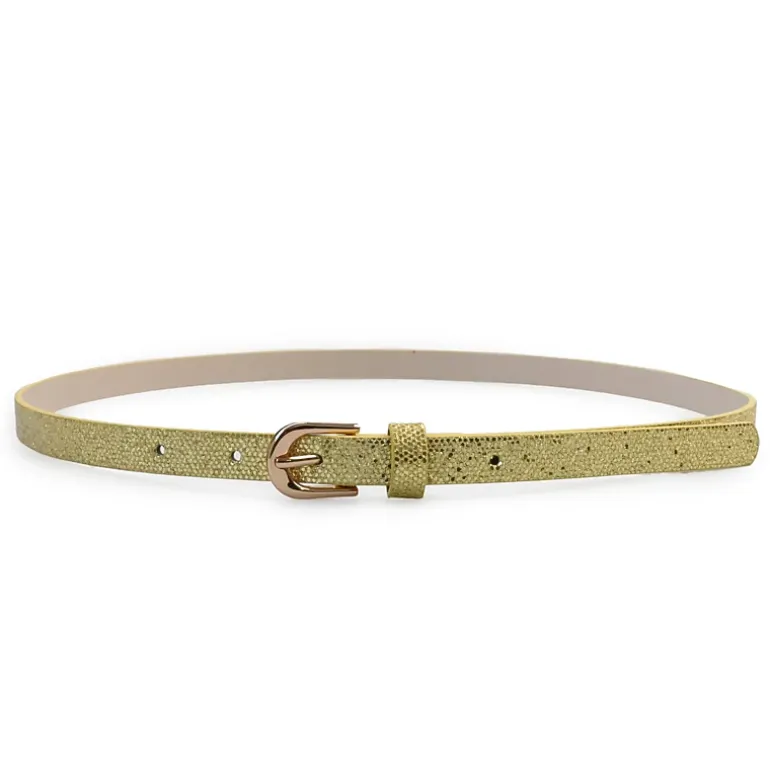 AGP PARIS Gold Snake Print Women's Belt