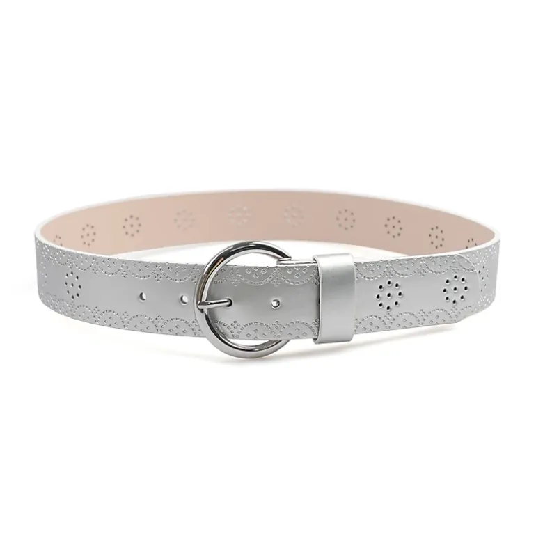AGP PARIS Silver Round Buckle Women's Belt