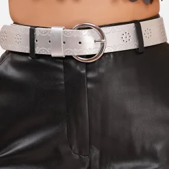 AGP PARIS Silver Round Buckle Women's Belt