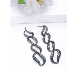 AGP PARIS Womens Dark Blue Curvy Loop Drop Earrings