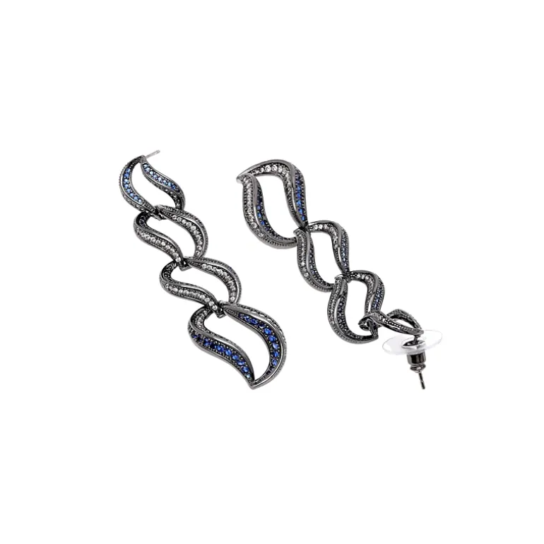 AGP PARIS Womens Dark Blue Curvy Loop Drop Earrings