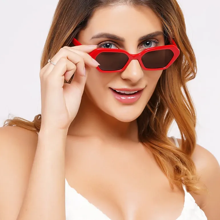 AGP PARIS Women's Futuristic Angular Micro Acetate Polarized Lens UV400 Sunglasses