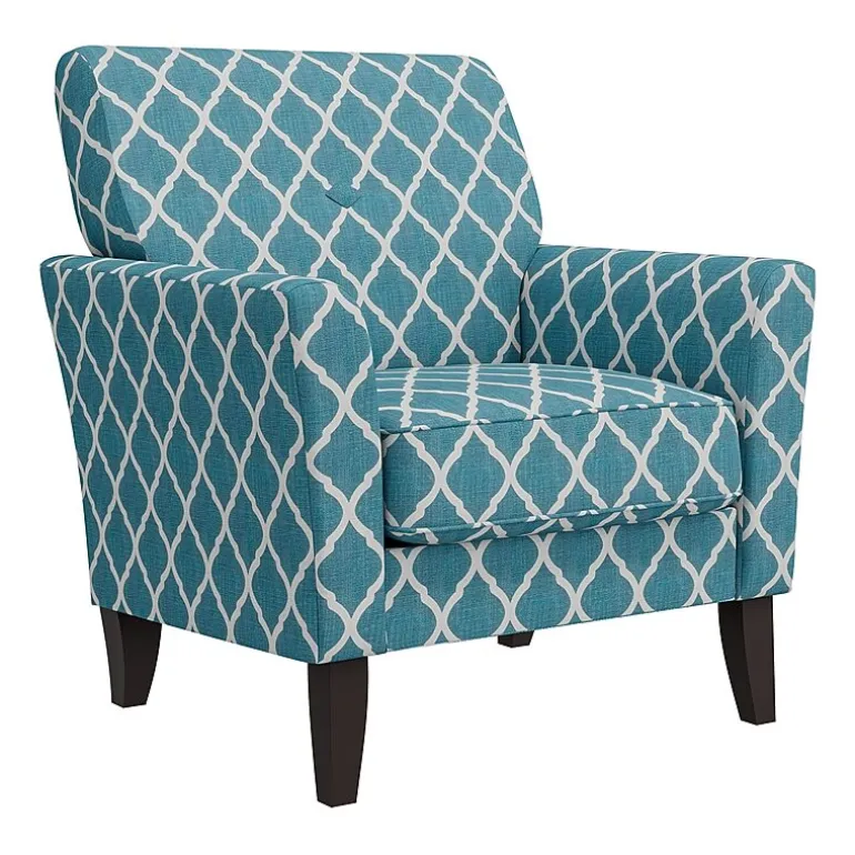 Alex Transitional Flared Arm Accent Chair in Trellis Fabric