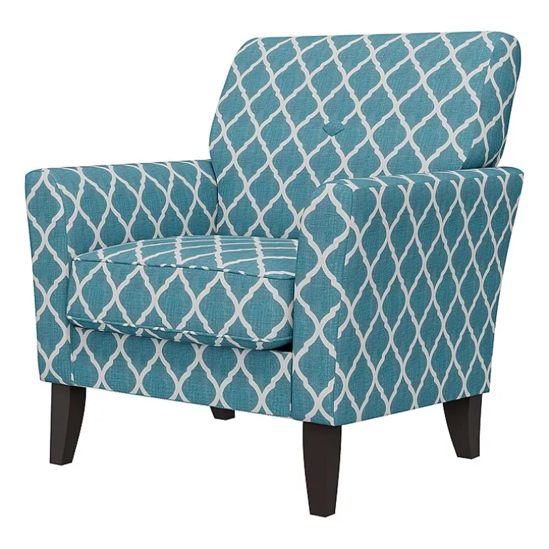 Alex Transitional Flared Arm Accent Chair in Trellis Fabric