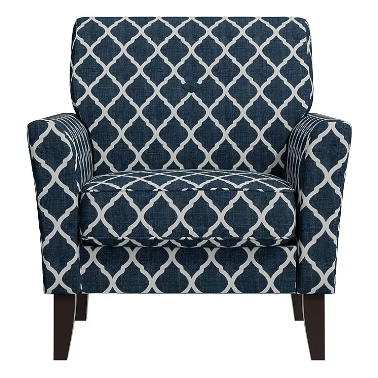 Alex Transitional Flared Arm Accent Chair in Trellis Fabric