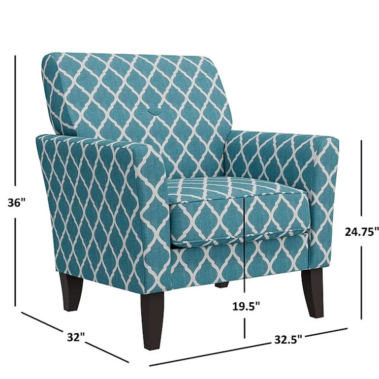Alex Transitional Flared Arm Accent Chair in Trellis Fabric
