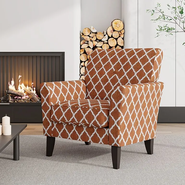 Alex Transitional Flared Arm Accent Chair in Trellis Fabric