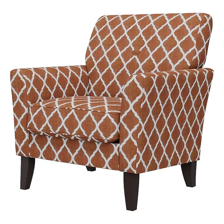 Alex Transitional Flared Arm Accent Chair in Trellis Fabric
