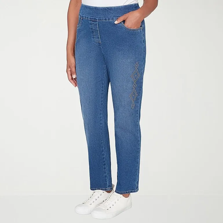 Alfred Dunner Austin Womens Mid Rise Straight Leg Jean