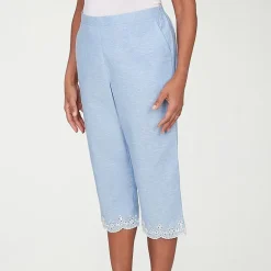 Alfred Dunner Caribbean Blues Womens Misses Short Straight Capri Pant