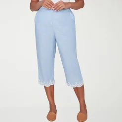 Alfred Dunner Caribbean Blues Womens Misses Short Straight Capri Pant