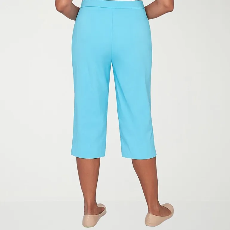 Alfred Dunner Classics Womens Stretch Fabric Straight Mid Rise Capri Pant