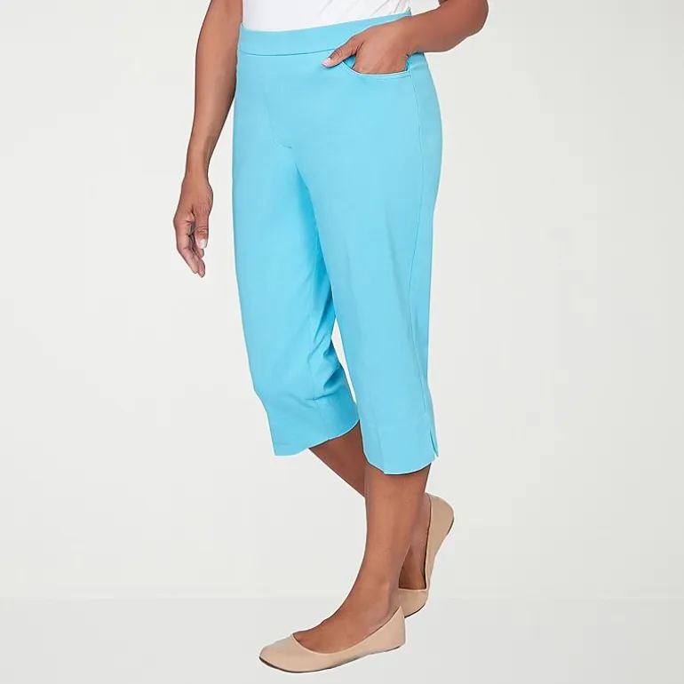 Alfred Dunner Classics Womens Stretch Fabric Straight Mid Rise Capri Pant