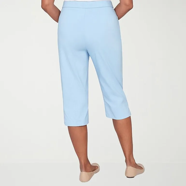 Alfred Dunner Classics Womens Stretch Fabric Straight Mid Rise Capri Pant