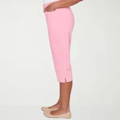 Alfred Dunner Classics Womens Stretch Fabric Straight Mid Rise Capri Pant