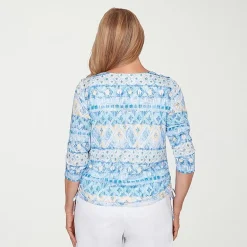 Alfred Dunner Classics Womens Crew Neck 3/4 Sleeve T-Shirt