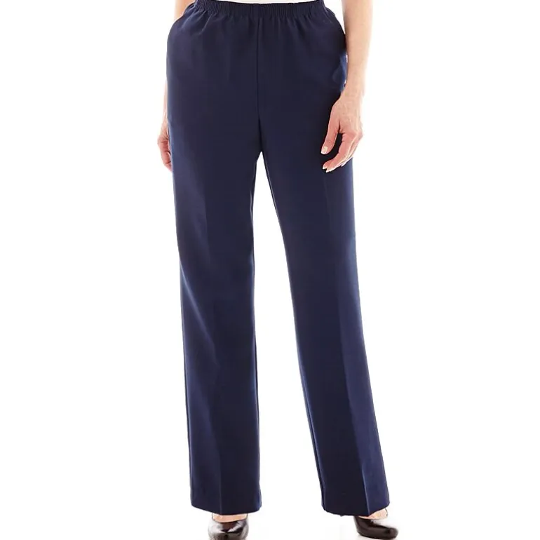 Alfred Dunner Classics Womens Straight Mid Rise Pull-On Pant