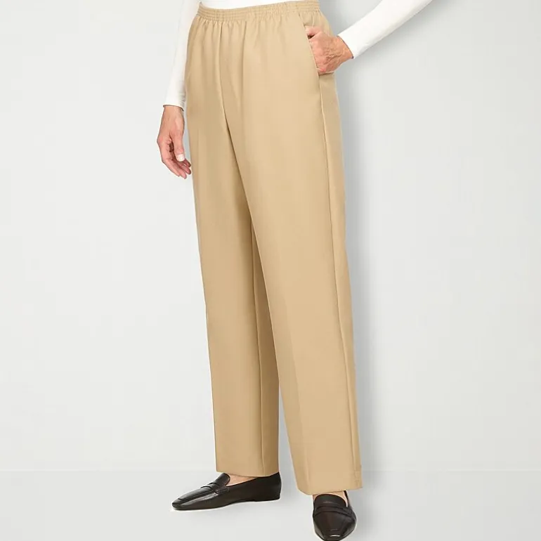 Alfred Dunner Classics Womens Straight Mid Rise Pull-On Pant