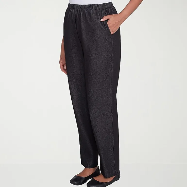Alfred Dunner Classics Womens Straight Mid Rise Pull-On Pant
