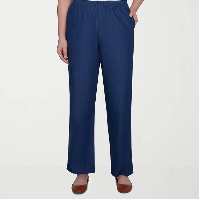 Alfred Dunner Classics Womens Straight Mid Rise Pull-On Pant