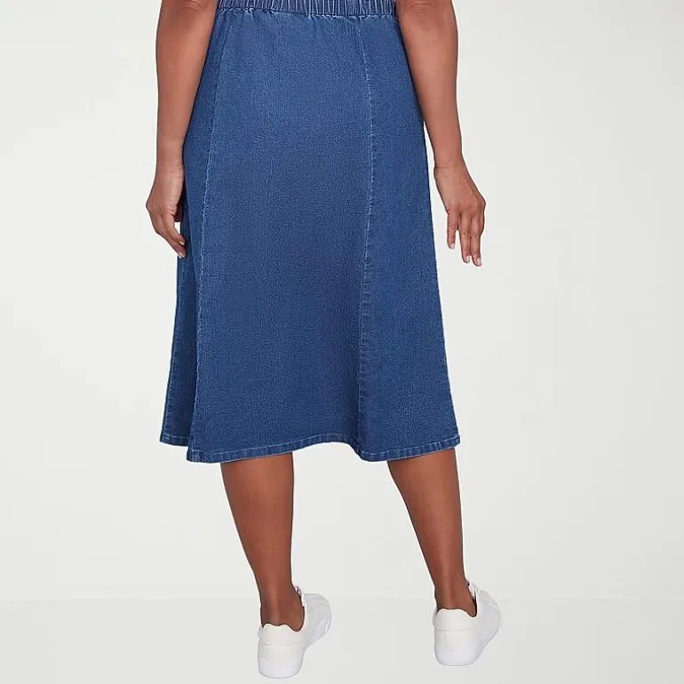 Alfred Dunner Classics Womens High Low Denim Skirt