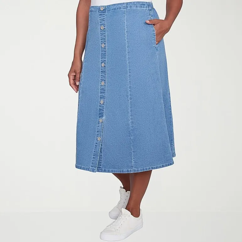 Alfred Dunner Classics Womens High Low Denim Skirt