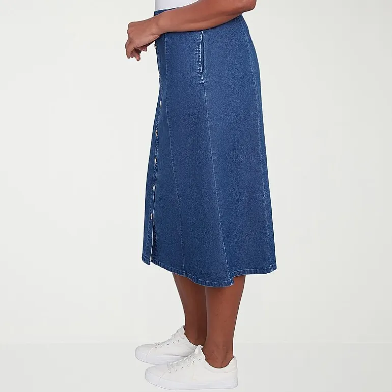 Alfred Dunner Classics Womens High Low Denim Skirt