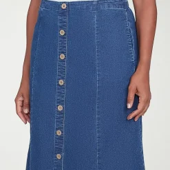 Alfred Dunner Classics Womens High Low Denim Skirt
