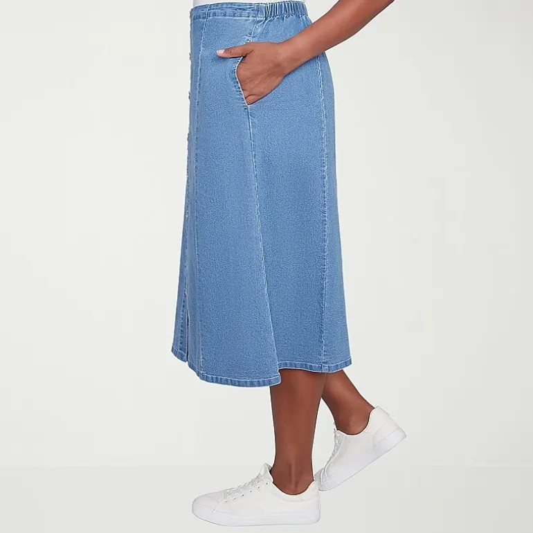 Alfred Dunner Classics Womens High Low Denim Skirt