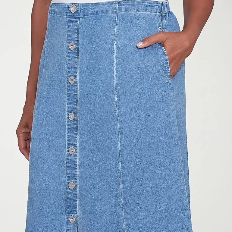 Alfred Dunner Classics Womens High Low Denim Skirt