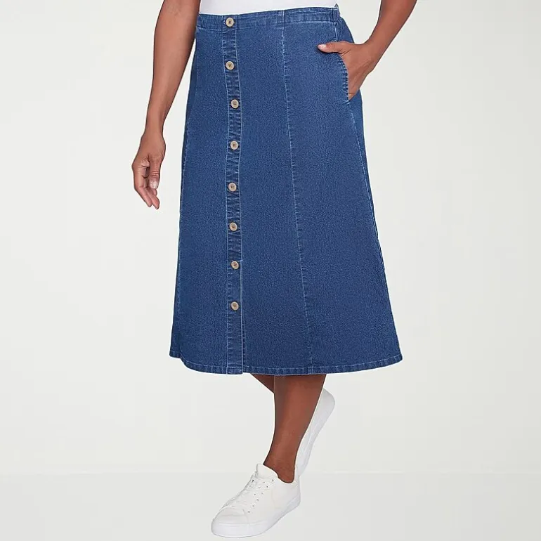 Alfred Dunner Classics Womens High Low Denim Skirt
