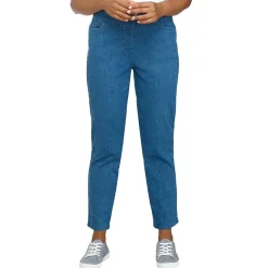 Alfred Dunner Classics Womens Mid Rise Stretch Fabric Straight Leg Jean