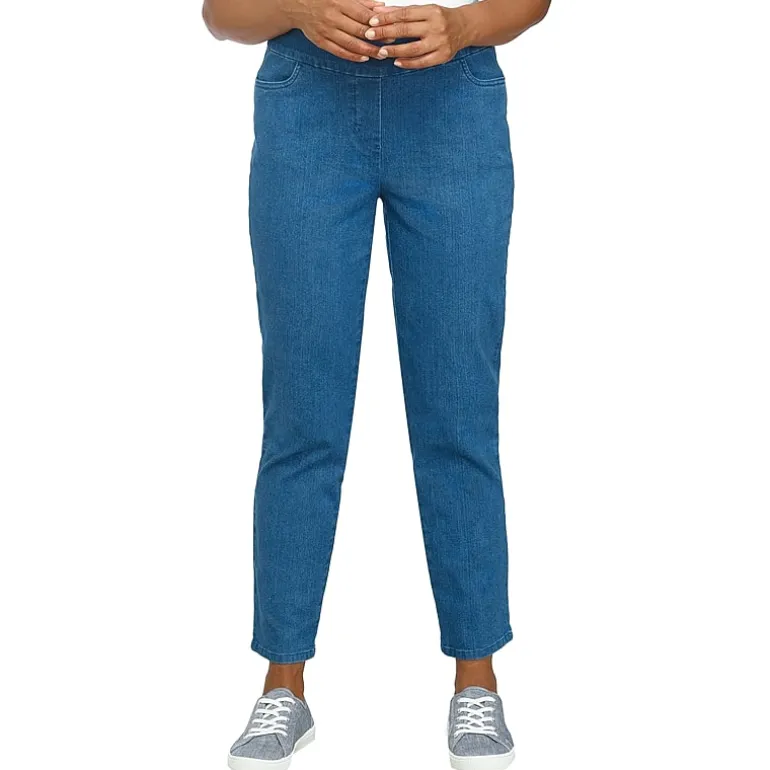 Alfred Dunner Classics Womens Mid Rise Stretch Fabric Straight Leg Jean