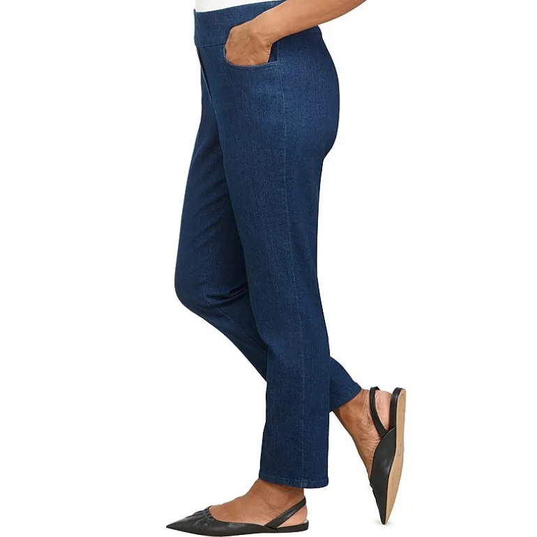 Alfred Dunner Classics Womens Mid Rise Stretch Fabric Straight Leg Jean