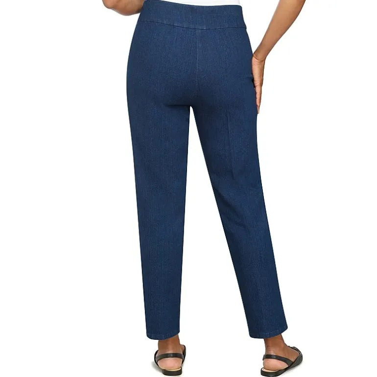 Alfred Dunner Classics Womens Mid Rise Stretch Fabric Straight Leg Jean