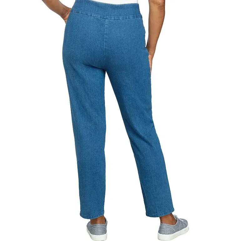 Alfred Dunner Classics Womens Mid Rise Stretch Fabric Straight Leg Jean