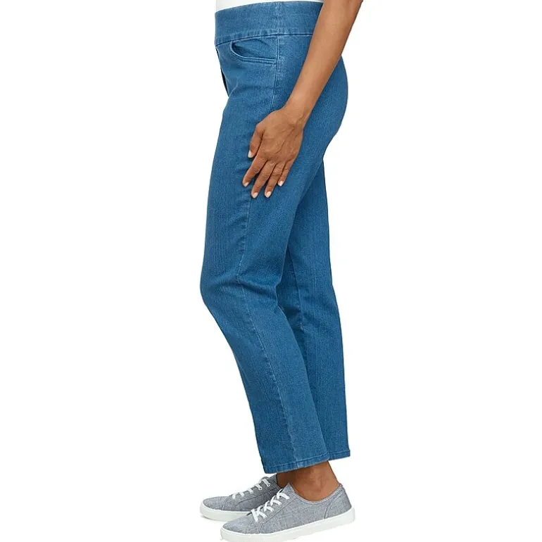 Alfred Dunner Classics Womens Mid Rise Stretch Fabric Straight Leg Jean
