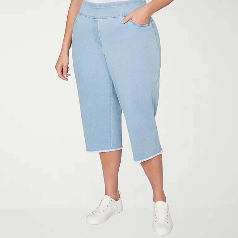 Alfred Dunner Classics Womens Plus Mid Rise Stretch Fabric Capri Jean