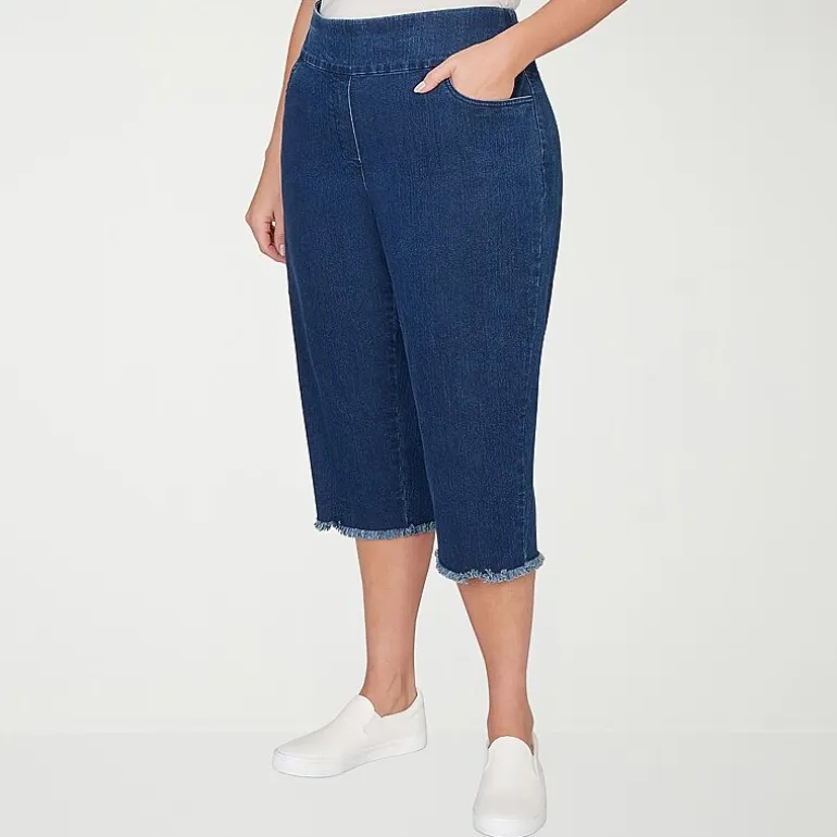 Alfred Dunner Classics Womens Plus Mid Rise Stretch Fabric Capri Jean