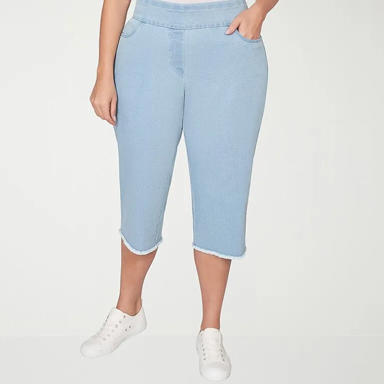 Alfred Dunner Classics Womens Plus Mid Rise Stretch Fabric Capri Jean