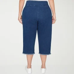 Alfred Dunner Classics Womens Plus Mid Rise Stretch Fabric Capri Jean