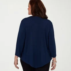 Alfred Dunner Classics Womens Plus Split Crew Neck 3/4 Sleeve T-Shirt