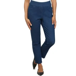 Alfred Dunner Classics Womens Mid Rise Stretch Fabric Straight Leg Jean