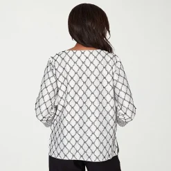 Alfred Dunner Crowd Pleaser Womens U Neck 3/4 Sleeve T-Shirt